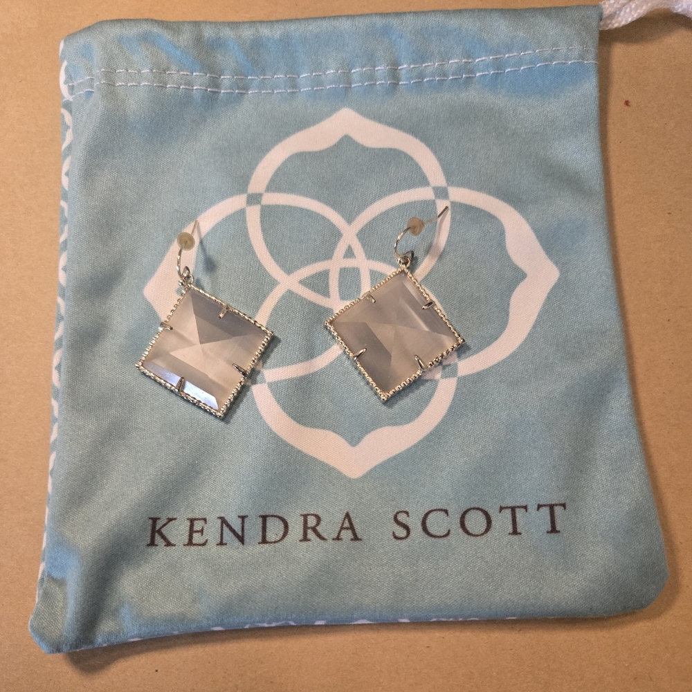 Kendra Scott Cleo Drop Earrings - Slate Cat's Eye - Gold Tone